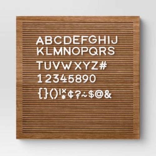 14"x 14" Wood Letter Board Brown - Threshold™: Mdf Traditional Typography Wall Sign Panel, No Battery Required
