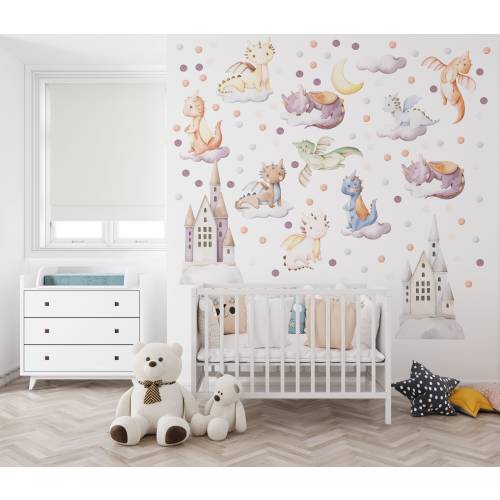 dragon nursery, baby dragon decals, dragon wall decal, dragon sticker, baby dragon wall decal, nursery wall decal, cute dragon decal