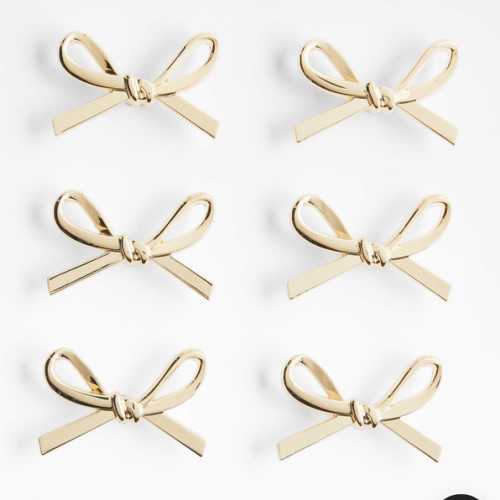 Gold Bow Knobs, Set of 6