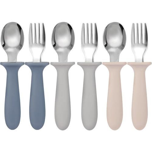 Eascrozn Toddler Utensils, 6 Pack Children Safe Forks and Spoons Set