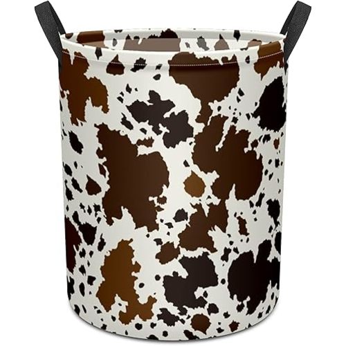 Cows Skin Brown Print Baby Laundry Hamper,Laundry Basket,Waterproof Storage Bin for Bedroom,Clothes Organizer Basket,Toys Box,Room Decor