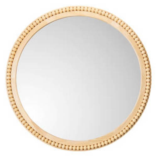 28" Round Decorative Mirror - Beaded Wood