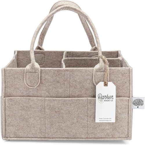Parker Baby Diaper Caddy - Nursery Storage Bin and Car Organizer for Diapers and Baby Wipes - Oatmeal - Regular