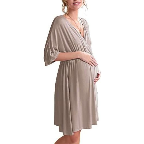 Ekouaer 3 in 1 Labor/Delivery/Hospital Gown Maternity Dress Nursing Nightgown Sleepwear for Breastfeeding