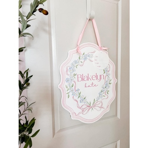 Floral Hospital Door Hanger, Custom Baby Boy or Girl, Personalized Newborn Door Sign, Nursery Décor, Baby Shower Gift, Hospital Room