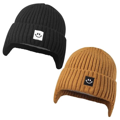 MaxNova 2 Pack Baby Beanie Toddler Winter Hat with Earflap for Girls Boys 0-8 Years