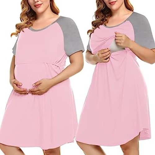 MONNURO Women's Plus Size Labor and Delivery Gown Nursing Nightgown Maternity Sleepwear Dress for Breastfeeding