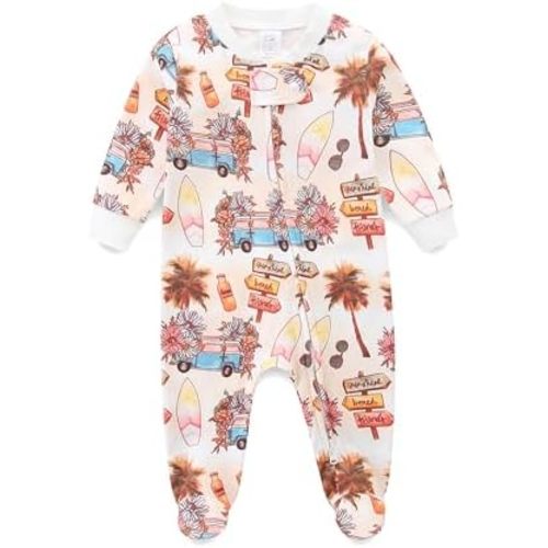 Baby Boy Baby Girl Pajamas 100% Cotton Romper One-Piece Outfits,Double Zipper Long Sleeve Footed Onesie