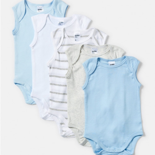 5 Pack Sleeveless Bodysuits - Kmart