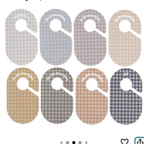 3 Sprouts Baby Closet Dividers Set of 8 - Clothes Organizer Toddler Hanger, Double-Sided Size Labels - Nursery Organization for Newborn Clothing, Infant to 2T Boy & Girl - Gingham