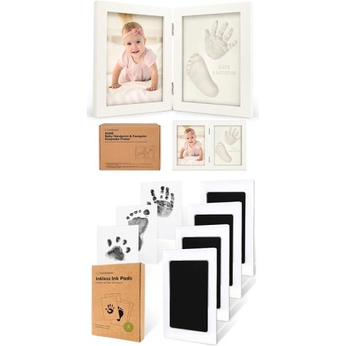 KeaBabies Baby Footprint Kit, Baby Shower Gifts for Girls, Boys and Inkless Hand and Footprint Kit - Personalized Baby Hand and Footprint Kit Keepsake - Ink Pad for Baby Hand and Footprints