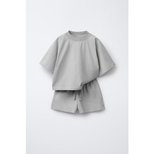 GARMENT DYE T-SHIRT AND BERMUDA SET - Gray | ZARA United States