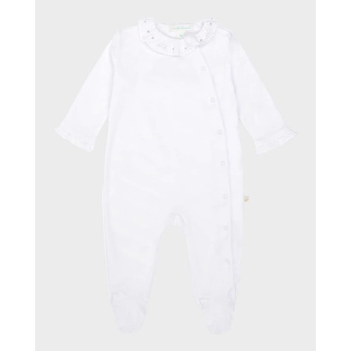 Girl's Pima Cotton Silver Angel Wing Sleepsuit, Size Newborn-18M