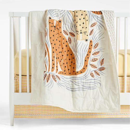 Little Leopards Organic Cotton Baby Crib Quilt Bedding Set