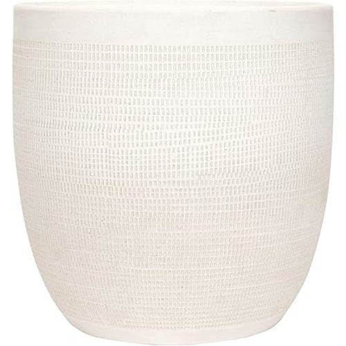 Creative Co-Op Large Matte White Embossed Stoneware Planter