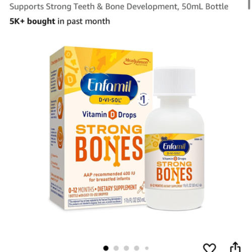 Enfamil Baby Vitamin D-Vi-Sol Liquid Vitamin D Drops, Supports Strong Teeth & Bone Development, 50mL Bottle