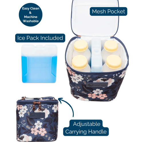 Cold Gold Breastmilk Cooler Bag Ice Pack Included Le Floral Insulated Breastmilk Storage – Sarah Wells Bags