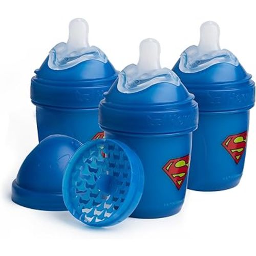 Herobility Double Anti-Colic Baby Bottles – 5 fl oz/140ml – 3-Pack – Superman Logo