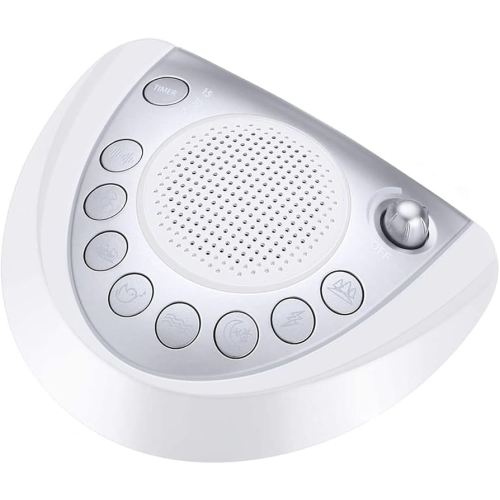 Raynic White Noise Machine, Battery Powered Sound Machine, Portable Sleep Machine with 24 Natural Soothing Sounds, Timer, USB Port, Headphone Jack for Baby, Kids, Adults, Travel, Office, Home (Silver)