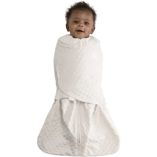 HALO Sleepsack Swaddle, 3-Way Adjustable Wearable Blanket, TOG 3.0, Velboa, Cream Plush Dots, Small, 3-6 Months