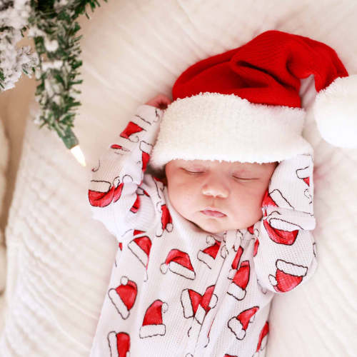 Santa Baby Bamboo Waffle Zipper Footie