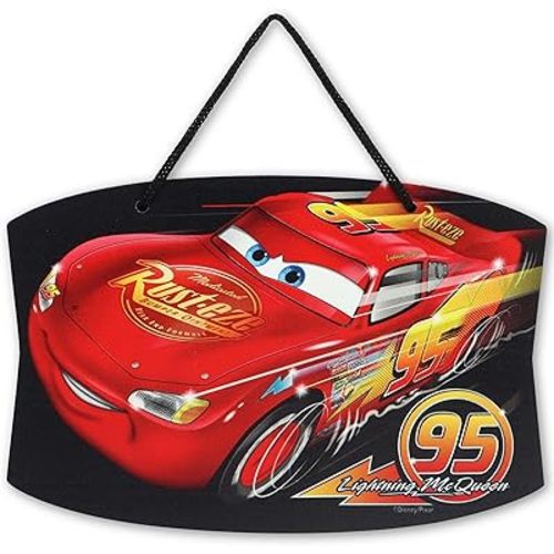 Disney Pixar Cars Lightning McQueen Racing Hanging Metal Wall Decor - Fun Lightning McQueen Sign for Home