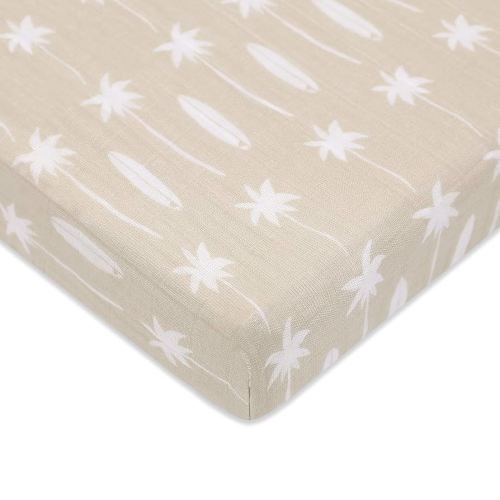 Babyletto 100% Organic Cotton Mini Crib Sheet, GOTS-Certified, Fitted 360°, Ultra-Soft and Breathable Muslin - Beach Bum
