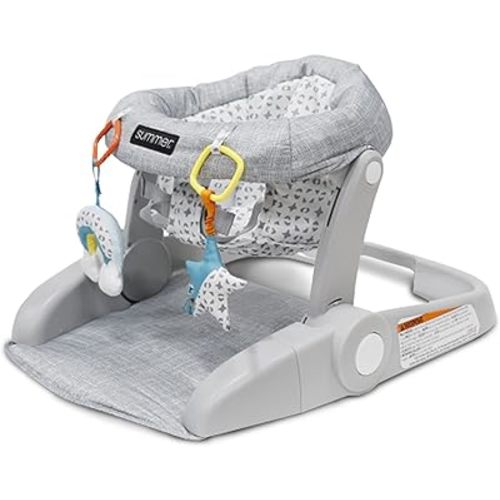 Summer Infant Learn-to-Sit 2-Position Floor Seat (Heather Gray) – Sit Baby Up in This Adjustable Baby Activity Seat Appropriate for Ages 4-12 Months – Includes Toys, Funfetti Neutral
