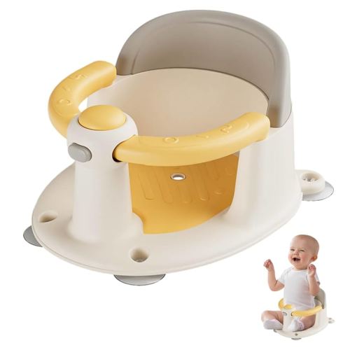 Baby Bath Seat 6 Months & up, Bath Seat for Baby, Infant Bath Seat with Suction Cups, Non-Slip, Detachable,Yellow
