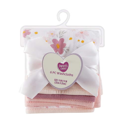 Parent's Choice 6-Pack 9"x9" Floral Washcloths