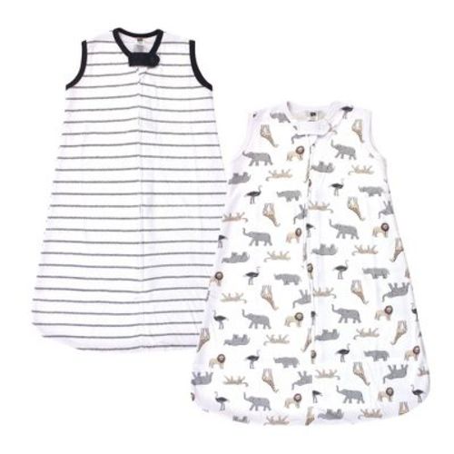 Hudson Baby Infant Cotton Sleeveless Wearable Sleeping Bag, Sack, Blanket, Modern Neutral Safari, 6-12 Months