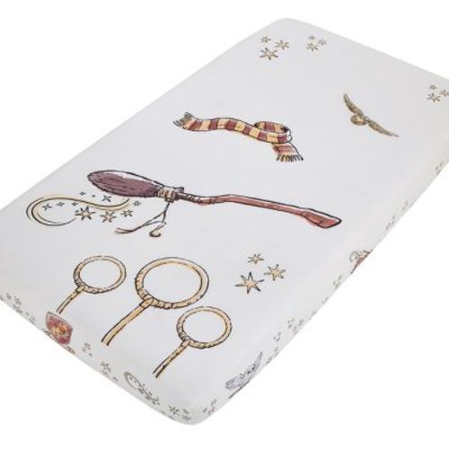 Nojo Warner Bros. Harry Potter Magical Moments White And Gold Photo Op Fitted Crib Sheet