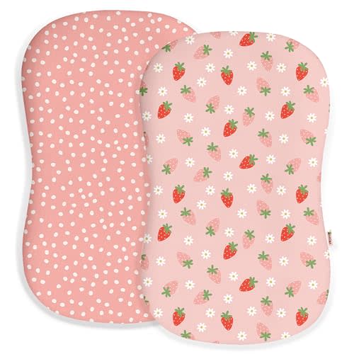Woodiville Baby Lounger Cover for Boys and Girls, Soft Breathable Polyester Cover, Fits Most Lounger Pillows, Cute Patterns, Durable and Machine Washable (Blush Berry, Envelope)