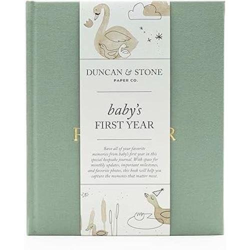 Baby First Year Book - Heirloom Keepsake Baby Memory Book to Record Important Milestones, Photos & More - Pregnancy Books (Sage Green,112 Pages)