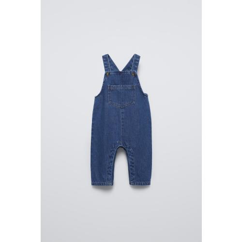 DENIM POCKET OVERALLS - Mid-blue | ZARA 6-9m