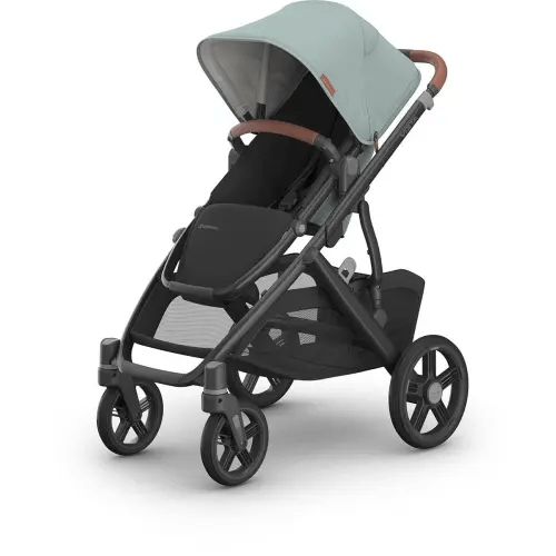 UPPAbaby OPEN BOX Vista V3 Single-to-Double Stroller - Kenzi (Mystic Aqua / Carbon Frame / Saddle Leather)