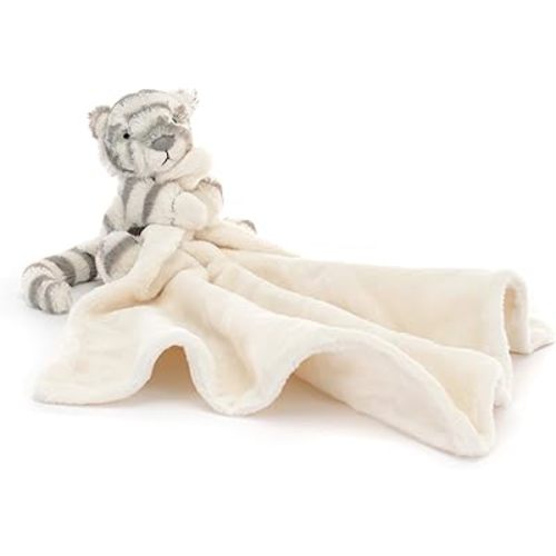 Jellycat Bashful Snow Tiger Soother Stuffed Animal, 13.5 inches- Security Blanket & Lovey for Babies - Baby Gift
