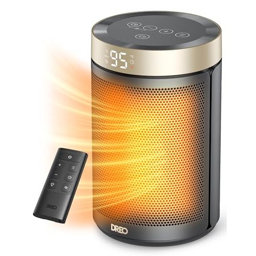 Dreo Space Heater, Portable Electric Heaters for Indoor Use with Thermostat and Remote, 2024 Upgraded, Digital Display, 12H Timer, 5 Mode, 1500W PTC Ceramic Fast Safety Heat for Office Bedroom Home