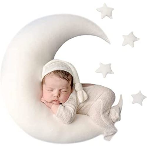 Baby Moon Star Pillow Newborn Posing Pillow Newborn Photography Prop Newborn Photography Posing Pillows Newborn Photography Props Set (White)