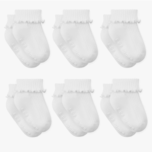 Zando Baby Girl Socks Toddler Ruffle Socks Infant Newborn Cotton Non Slip Socks with Grips Frilly Dress Socks for Girls