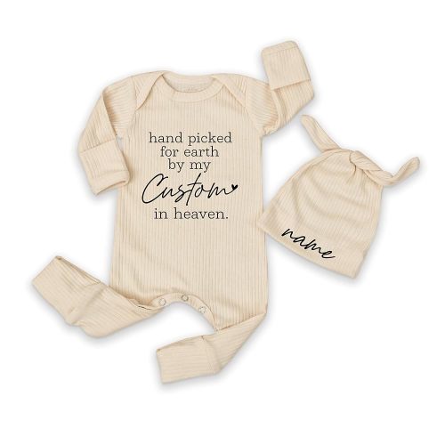 Custom Hand Picked for Earth by My Grandma in Heaven Bodysuit - Personalized Newborn Coming Home Outfit 0-3 Months