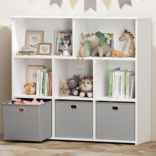 Isabelle & Max™ 39"W Bookcase With 3 Removable Drawers, Wood Storage Organizer Bookshelves & Reviews | Wayfair