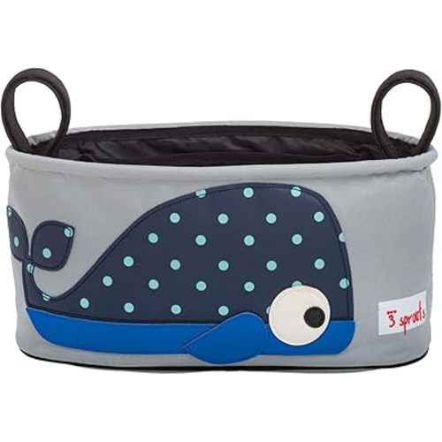 3 Sprouts Universal Stroller Organizer with Cup Holder - Durable Stroller Caddy Accessory for Storage, Stroller Bag, Whale