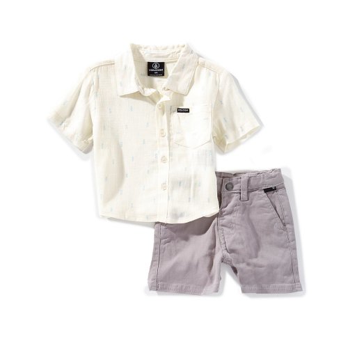 Volcom Baby Boys 12-24 Months Short-Sleeve Printed Linen-Blend Shirt & Solid Stretch Twill Shorts Set