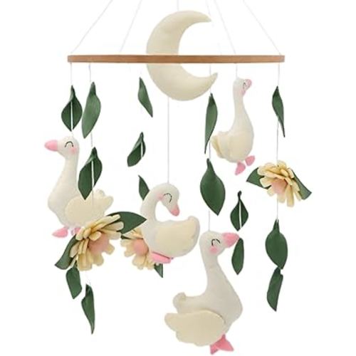 Goose Mobile for Crib Handmade Felt Nursery Decor Crib Mobile Goose for Bassinet Baby Shower Newborn Baby Gift (Goose)