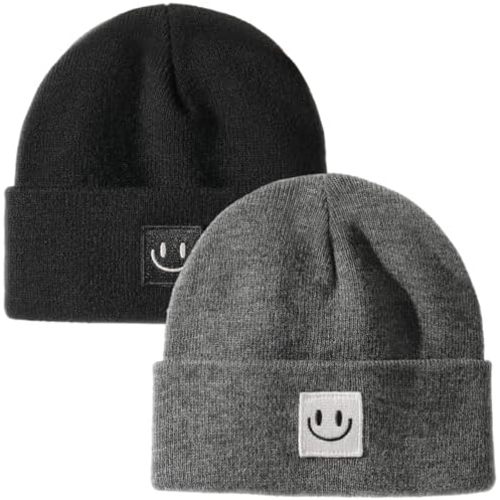 FURTALK Baby Beanie Cute Toddler Winter Hat Knit Boys Girls Warm 2 Pack Kids Embroidered Beanies Cap for 0-8 Years