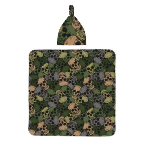 Naloa Camouflage Skulls Print Baby Swaddle Blanket and Headband Set, Newborn Receiving Blanket Swaddle Wrap, Soft and Skin-Friendly 35.4 * 35.4 inches