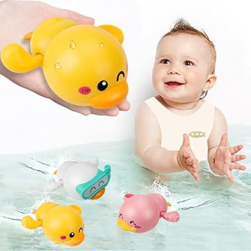 2024 Upgraded Bath Toys, 3 Pack Cute Swimming Duck Baby Bath Toys for Toddler 1-3, Water Pool Floating Wind Up Toys for 1 Year Old Boy Girl Gifts, Infant Toddlers Kids Bathtub Toys