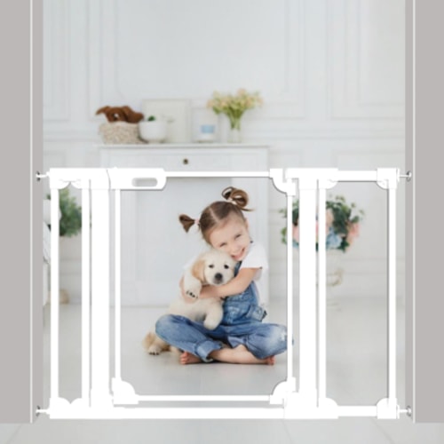 Fairy Baby Baby Safety Gate for Doorway 29-48 in Clear Acrylic Pressure Mount Pet Gate White