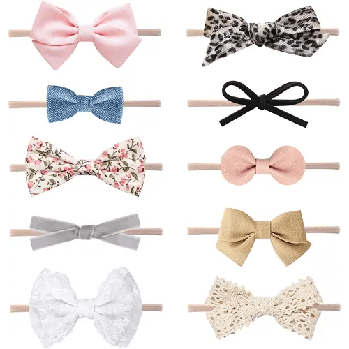 Baby Girl Headbands and Bows, Newborn Infant Toddler Nylon Hairbands Hair Accessories